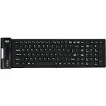 Adesso AKB-222UB USB Antimicrobial Foldable water proof 108-key compact size keyboard, 0.43" x 15.00" x 4.82" (Black)