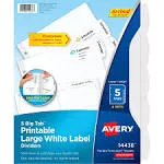 Avery Big Tab Printable Large Label Tab Dividers 5-Tab White 4 Sets 14438