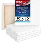 U.S. Art Supply 10 x 10 inch Stretched Canvas 12-Ounce Triple Primed, 6-Pack - Professional Artist Quality White Blank 3/4" Profile, 100% Cotton,