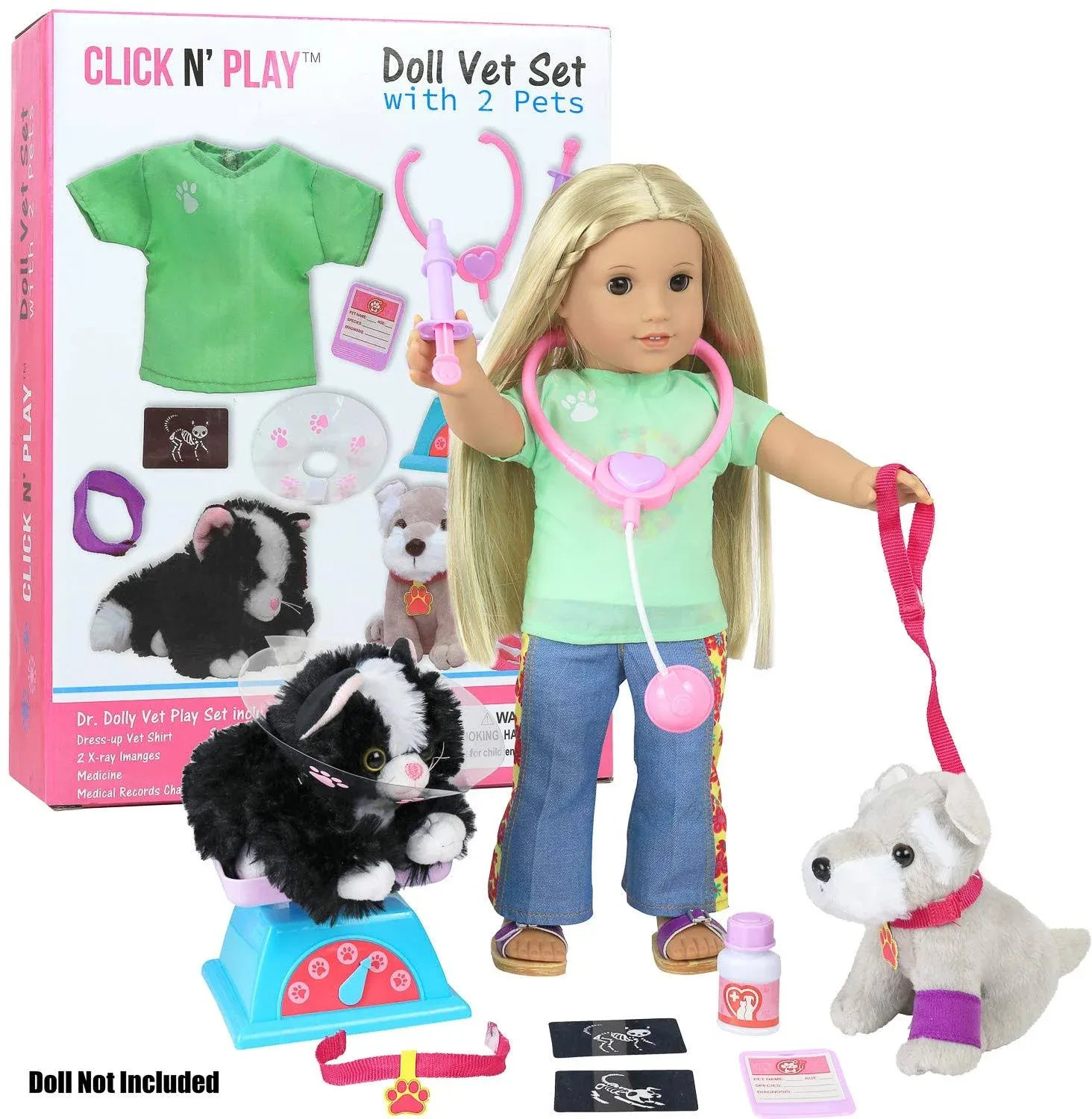 Click N' Play Doll Vet Set Doll Accessories Set Perfect for 18" Dolls