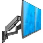 Dual Monitor Wall Mount, Gas Spring Wall Monitor Arm for 17 to 32 inch Flat/Curved Screens, Each Holds Up to 19.8 lbs, Full Motion Swivel Tilt Rotation Adjustable VESA Monitor Stand, Black