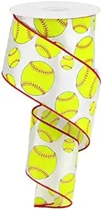 Softball Wired Edge Ribbon - 10 Yards (2.5 inches)