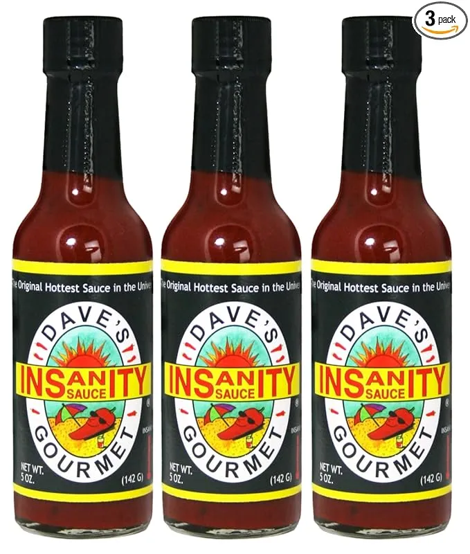 Dave's Gourmet Insanity Hot Sauce, The Original Hottest Sauce in the World, 5 Ounce (Pack of 3)