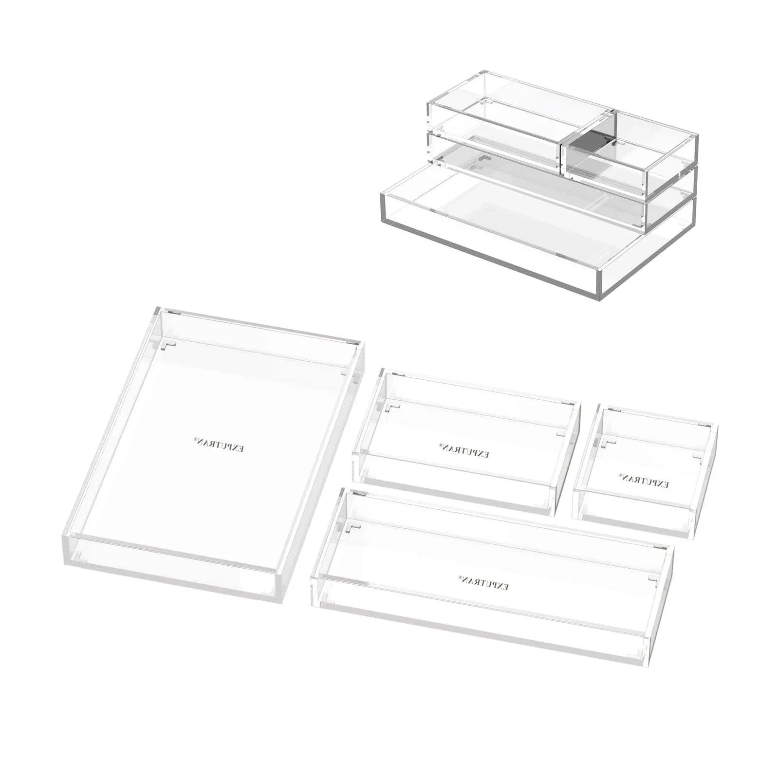 Acrylic Desk Organizer for Office or Home, Stackable 4-Pack, Accessory Acryli...