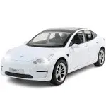 EROCK Model 3 Toy Car, 1/24 Diecast, Pull Back Collectible Vehicle with Sound and Light, 6 Open Doors, Kids Toy (White)