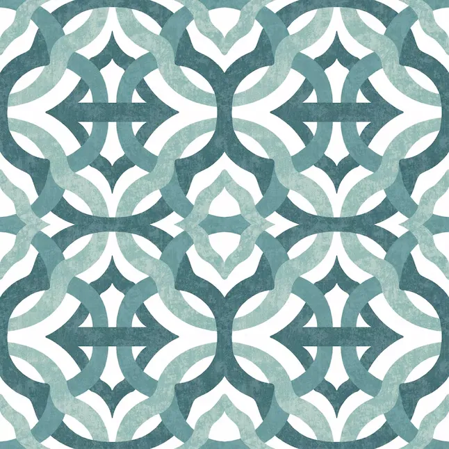 Waverly 28.29-sq ft Teal Vinyl Geometric Self-adhesive Peel and Stick Wallpaper