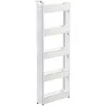 Simplify 5 Tier Slim Slide Out Storage Cart in White - White