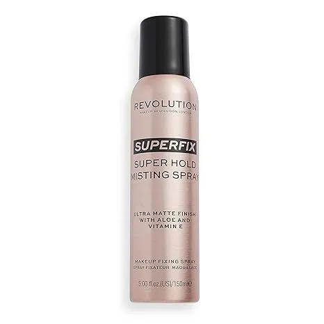 Revolution Beauty, Superfix Misting Makeup Setting Spray, Ultra Matte & Shine Free Finish, Long Lasting Wear, Infused with Vitamin E, 5 Fl. Oz.