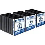 Samsill Economy 3 Ring View Binder 1 inch Round Ring - Black Bulk Binder 24 Pack