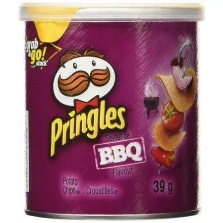 Pringles BBQ Potato Chips 39g/1.4oz, Cans, 12pk, {Imported from Canada}