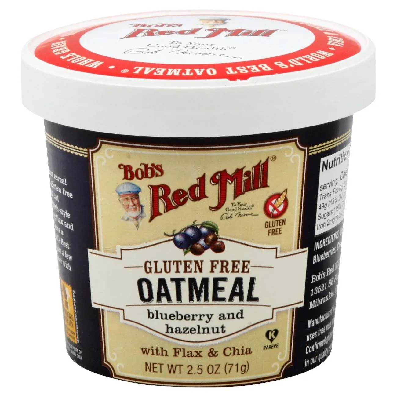 Bob's Red Mill Gluten Free Oatmeal Blueberry and Hazelnut | 2.5 oz Cup