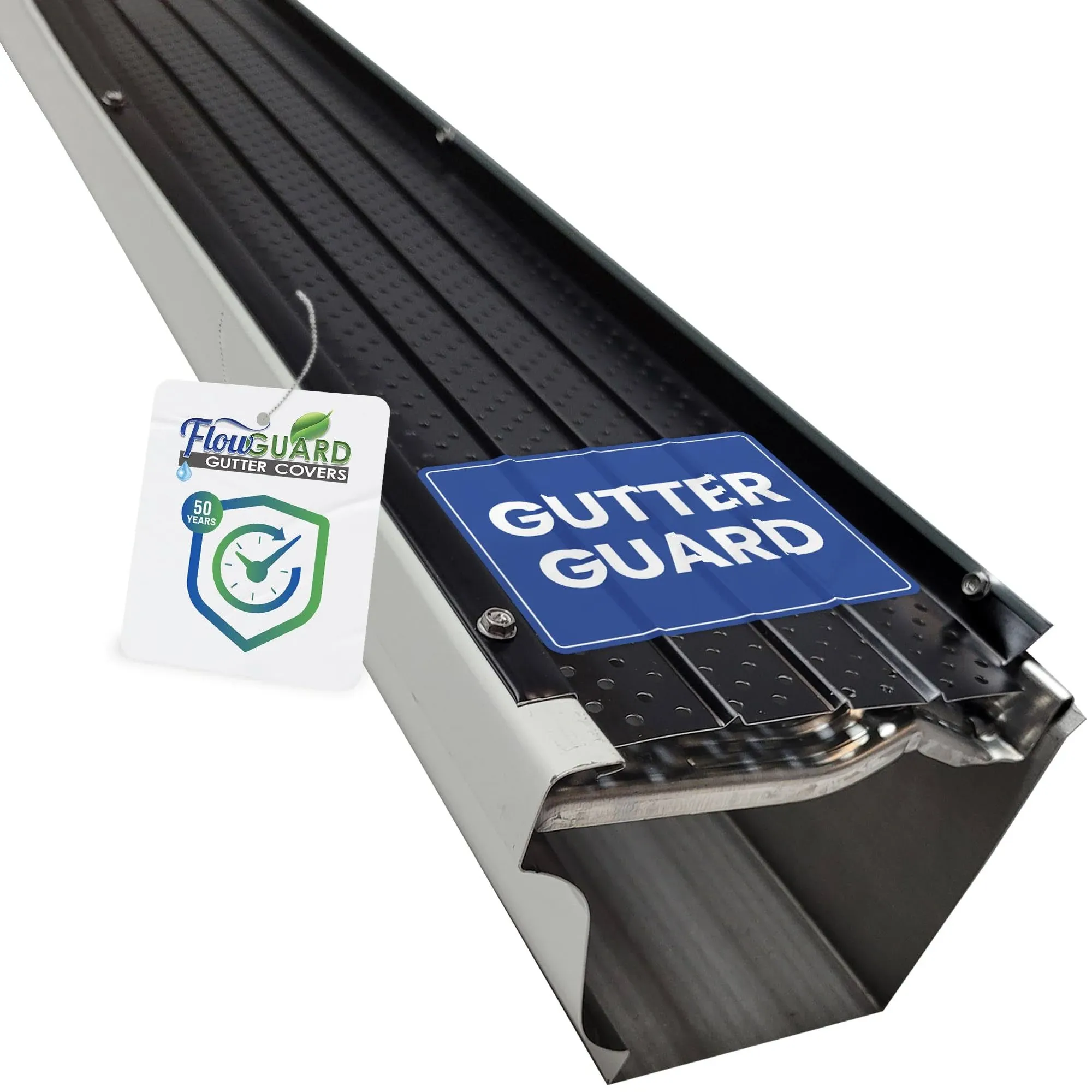 FlowGuard Premium 50-Year Gutter Cover System - Thermal Thaw Black - 6 Inch Aluminum Gutter Guards, 22 Feet- by FlexxPoint, Made in The USA