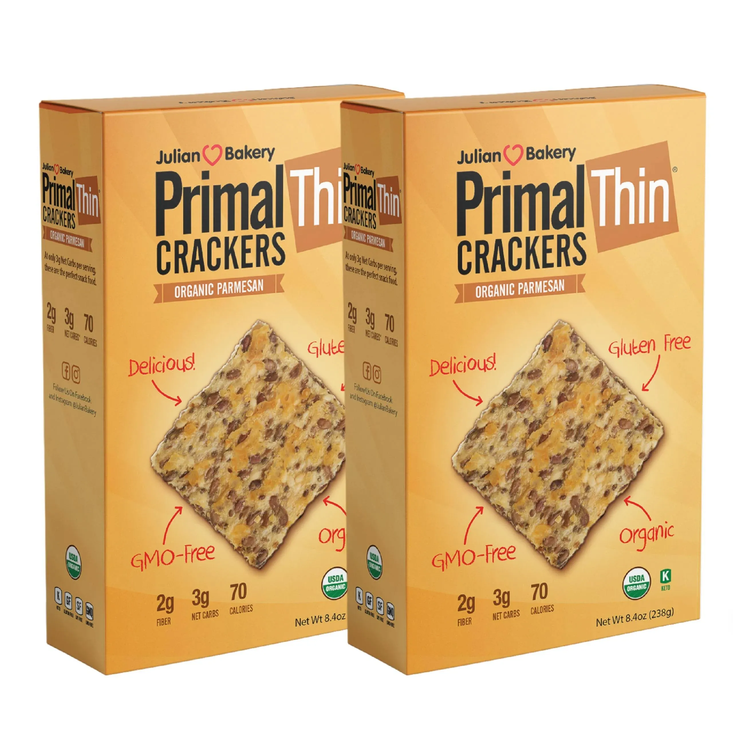 Julian Bakery, Primal Thin Crackers, Organic Parmesan