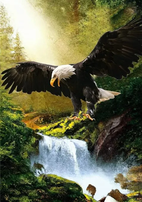 5D Diamond Painting Woods Eagle by Numbers Kit Full Drill, DIY Paint with Dia...