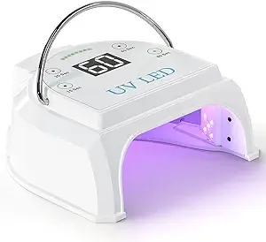 80W Professional Cordless UV LED Nail Lamp, UV Lights for Nails with 45 Beads and Rechargeable Battery, Portable LED Gel Nail Curing Dryer, Nail Polish Machine for Salon or Home, White