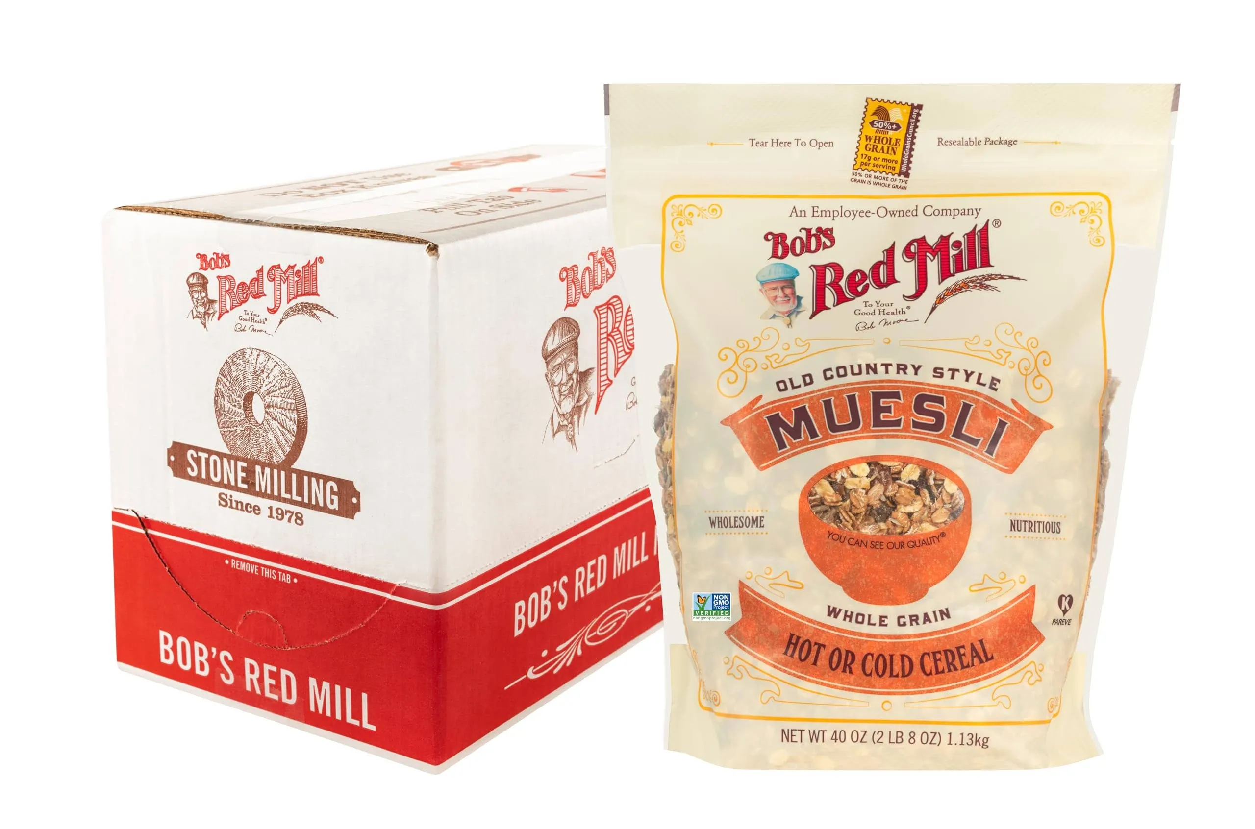 Bobs Red Mill Resealable Old Country Style Muesli Cereal 40 Ounce Pack of 4