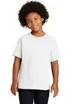 Gildan Activewear Boys' Youth Heavyweight Cotton Tee Shirt, S, White