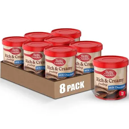 Betty Crocker Rich & Creamy Milk Chocolate Frosting, Gluten Free Frosting, 16 oz (Pack of 8)