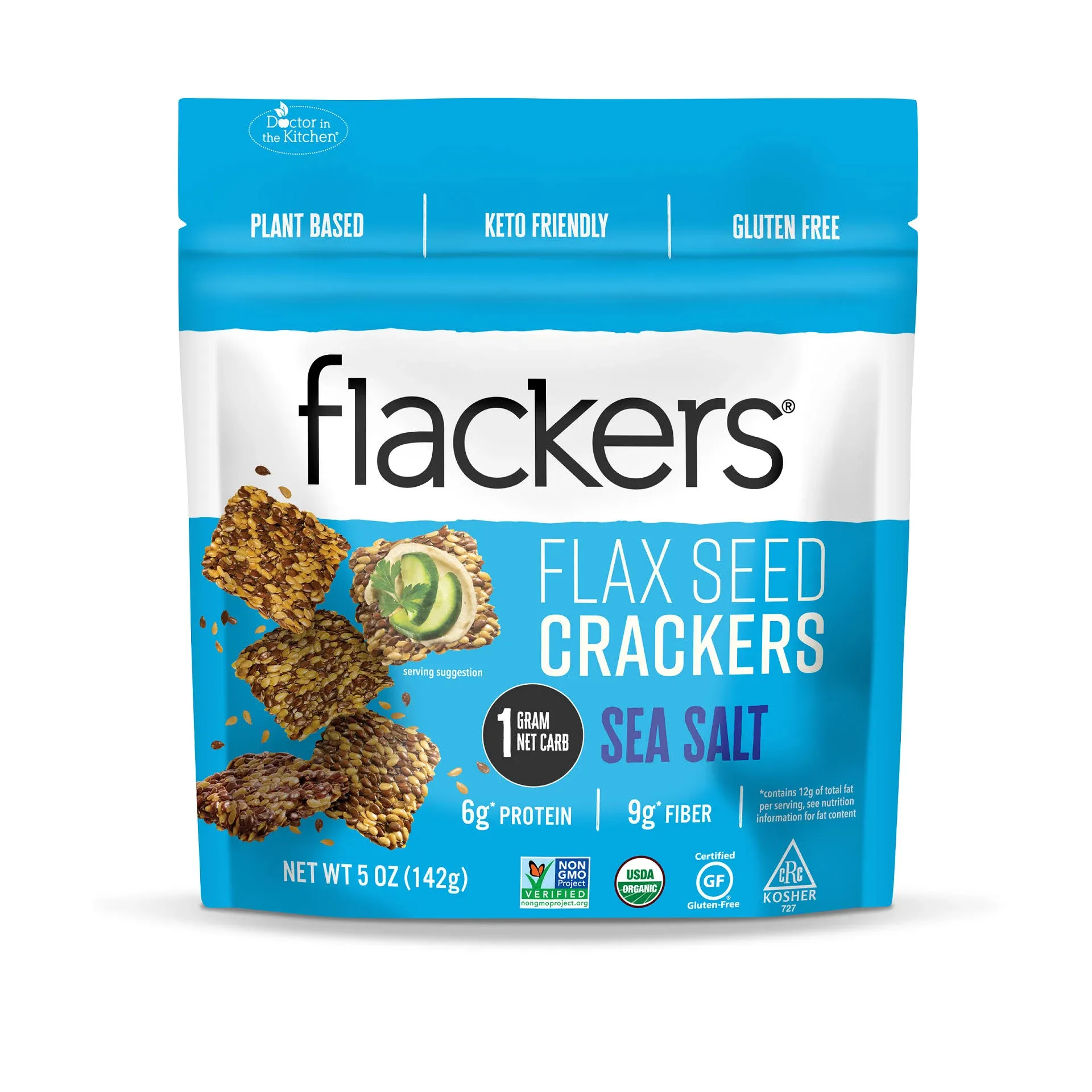 Doctor in The Kitchen - Flackers Flax Seed Crackers Sea Salt, 5 oz