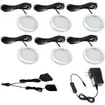 AIBOO 12V LED Under Cabinet Lights Kit 6 Pack Black Cord 6000k Daylight White 