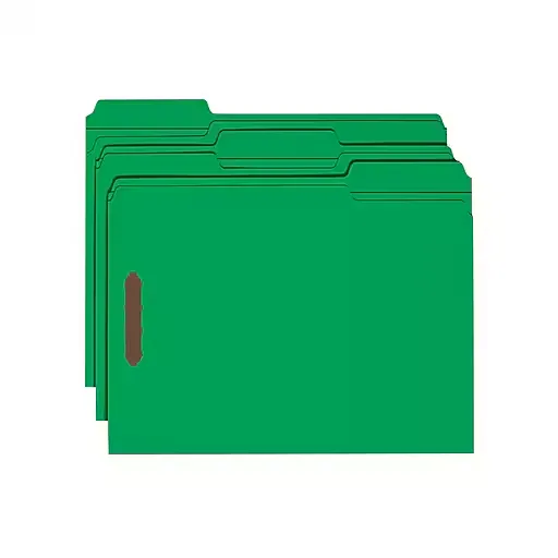 Smead Fastener File Folder, 2 Fasteners, Reinforced 1/3-Cut Tab, Letter Size, Green, 50 per Box (12140)