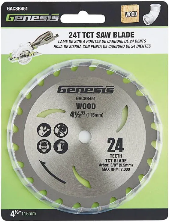 Genesis 4 1/2 in. 24-Teeth Tungsten Wood-Cutting Carbide-Tipped Circular Saw Blade GACSB451