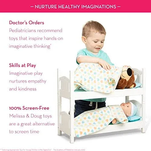 Melissa & Doug Mine to Love Wooden Play Bunk Bed for Dolls Up to 18 Inches ...