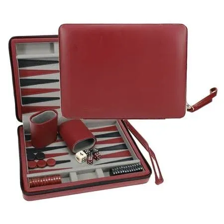 We Games Burgundy Magnetic Backgammon Set with Carrying Strap