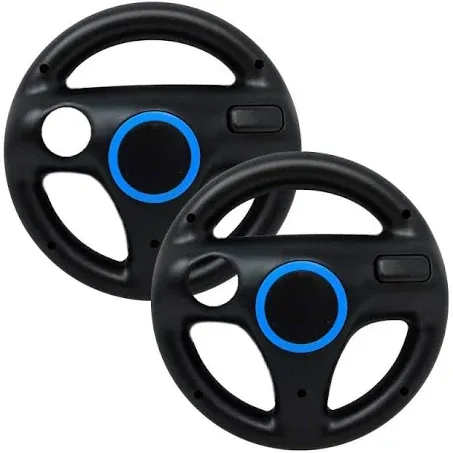 Old Skool Mario Kart Racing Wheel Compatible with Wii and Wii U 2 Pack - Black