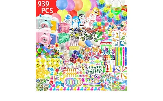 939 PCS Party Favors for Kids, Fidget Toys Pack, Birthday Gift Toys, Treasure Box Birthday Party, Goodie Bag Stuffers for Kids, Carnival Prizes, Easter Gifts Assortment Party Toys, Easter Basket Stuff