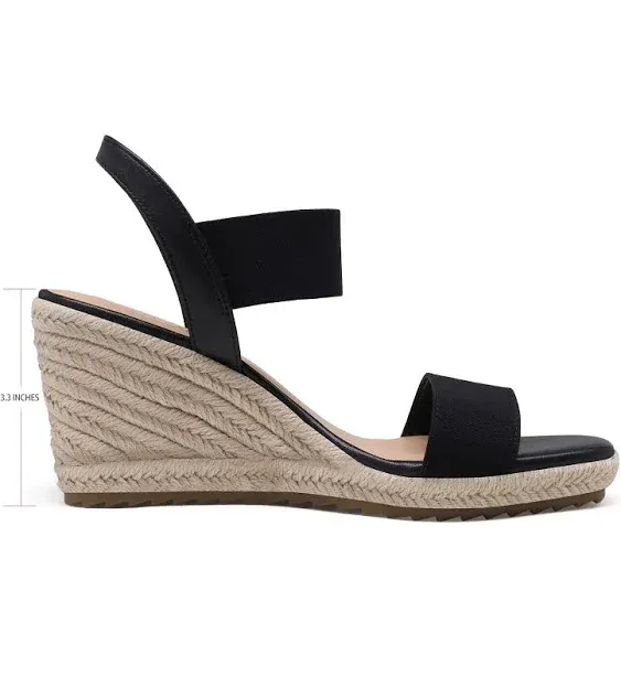 Women Elastic Ankle Strap Open Toe Espadrilles Wedge Sandals Summer Casual Shoes