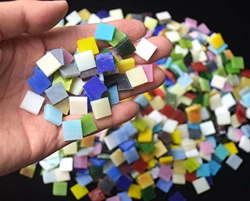 Lanyani 800 Pieces Mosaic Tiles Stained Glass - Assorted Colors for Art Craft