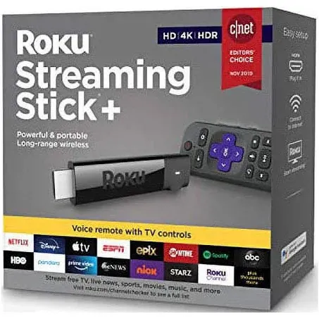 Roku - Streaming Stick+ 4K Streaming Device with Roku Voice Remote and TV Controls - Black