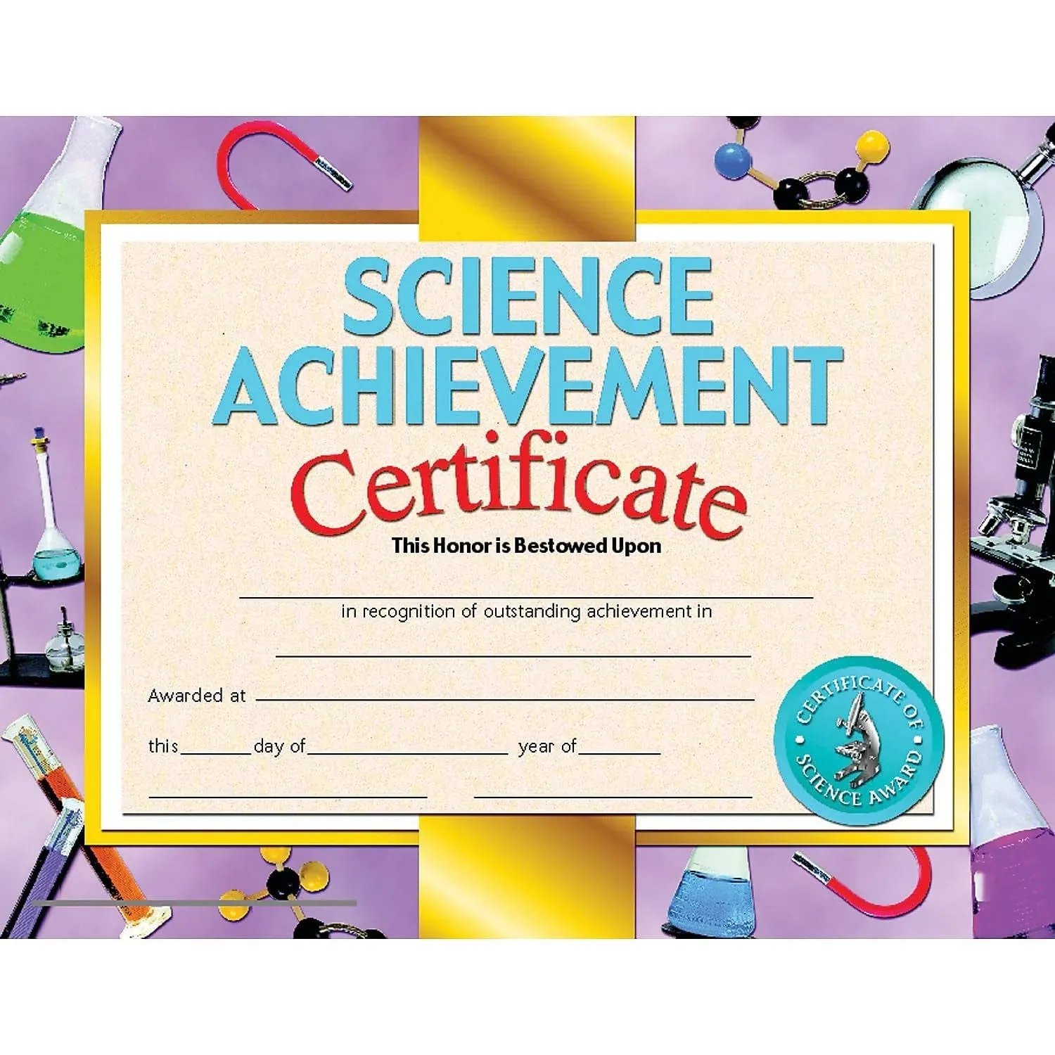 Science Achievement 30/Pk 8.5 X 11 Certificate Inkjet Laser