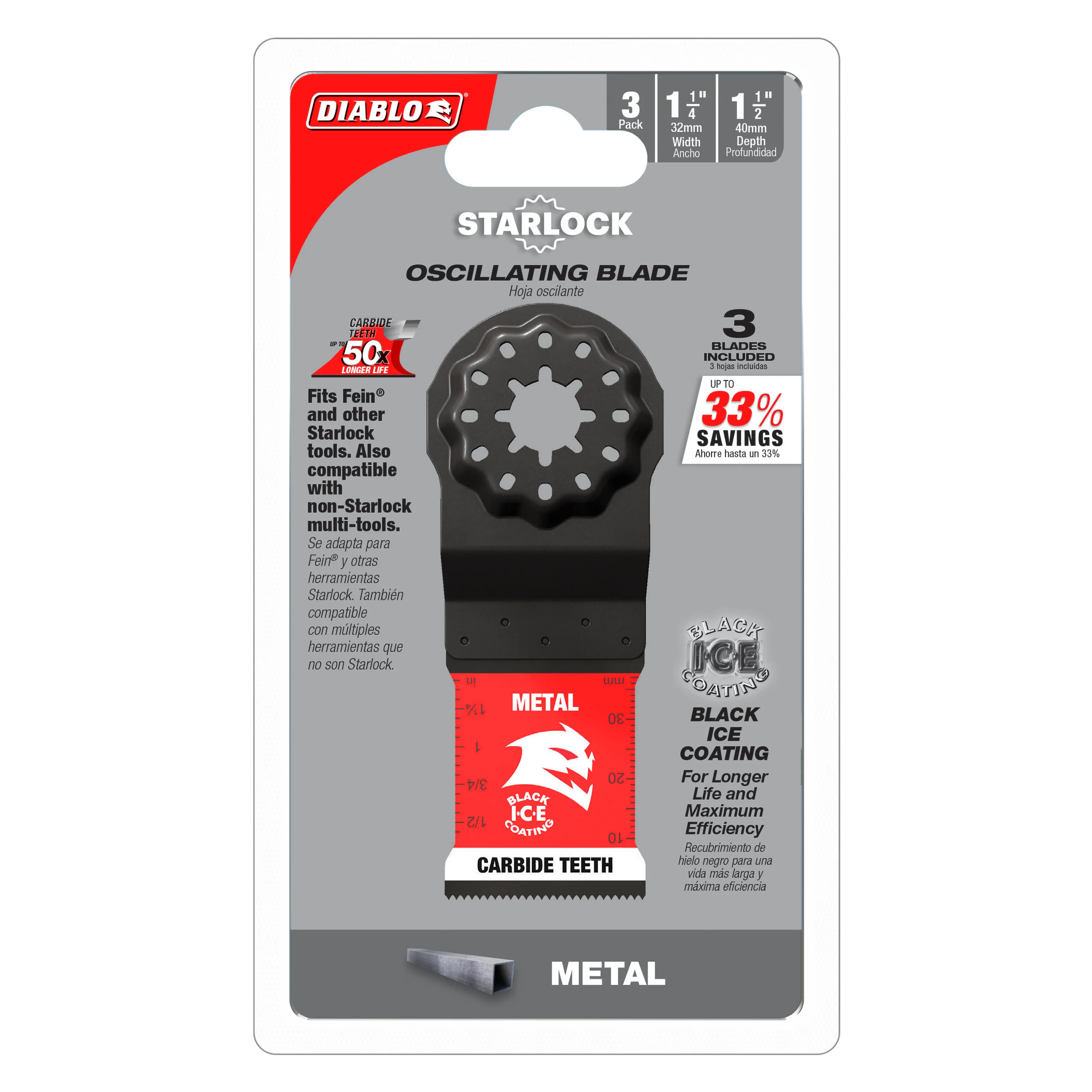 Diablo Starlock 1-1/4 in. Carbide Oscillating Blade for Metal (3-pack)