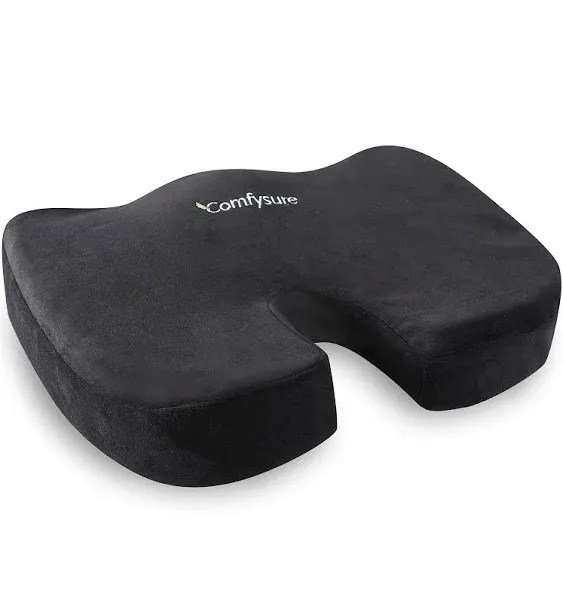 Memory Foam Seat Cushion - Tailbone Pain Relief Cushion, Non-Slip Sciatica Pain Relief Pillow - Cushion for Office Chair, Car, Wheelchair, Computer, Desk Chair - Coccyx, Lower Back Support (Black)