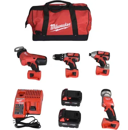 Milwaukee 2695-24 M18 18V Cordless Power Tool Combo Kit with Hammer Dr