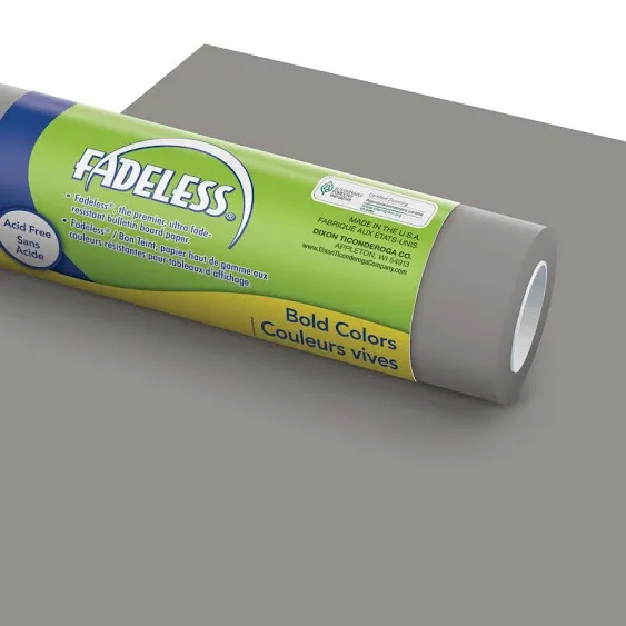 Fadeless Bulletin Board Paper, Fade-Resistant Paper for Classroom Decor, 48” x 50’, Pewter, 1 Roll