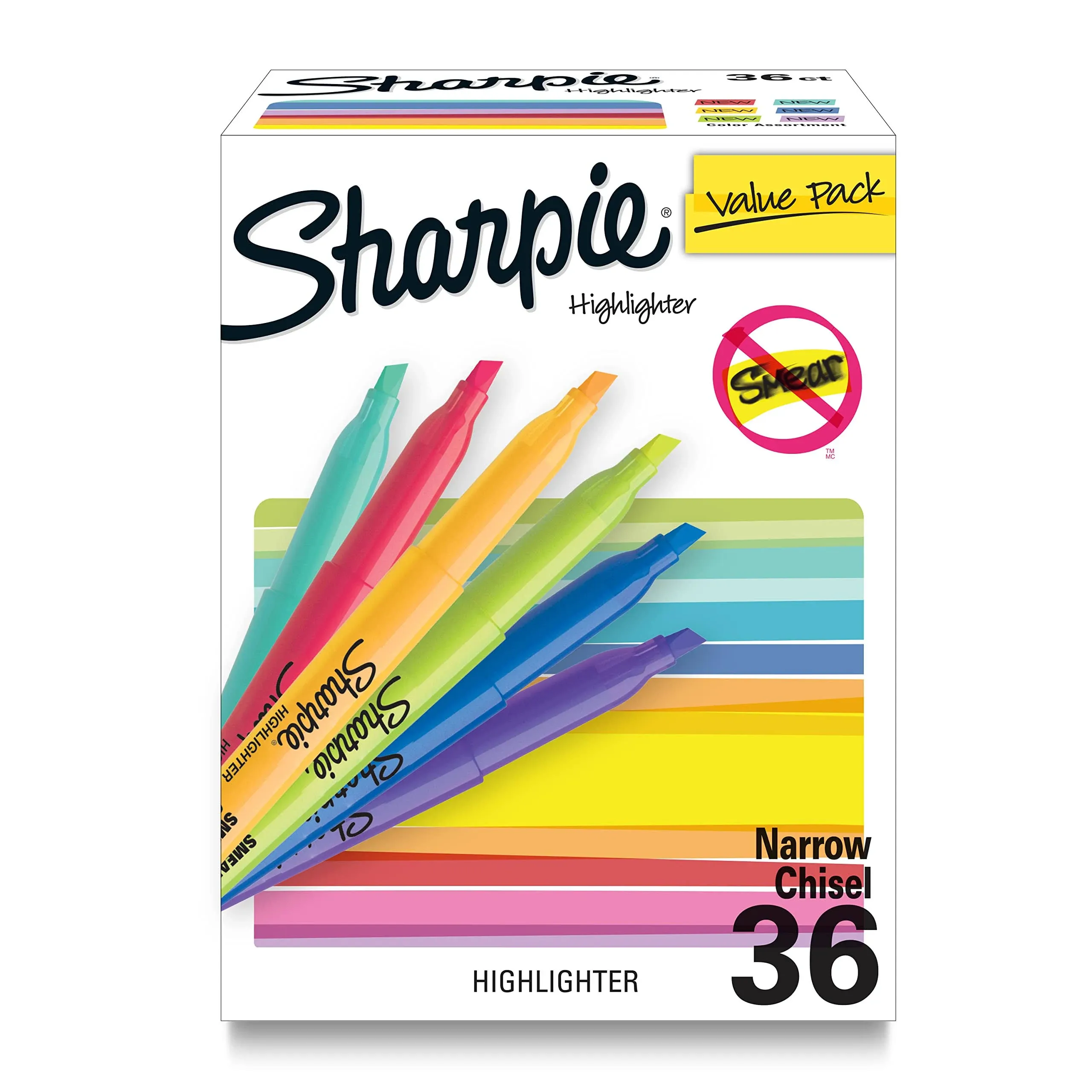 Sharpie Pocket Highlighters Chisel Tip 36 Count