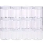 SATINIOR 12 Pack Clear Plastic Storage Favor Jars with Lids Empty Wide Mouth Plastic Containers for Beauty Products, DIY Making or Others