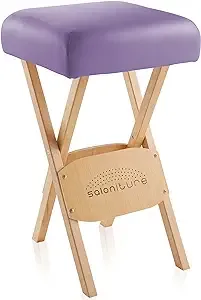 Saloniture Wood Folding Massage Stool with Carrying Case, Lavender