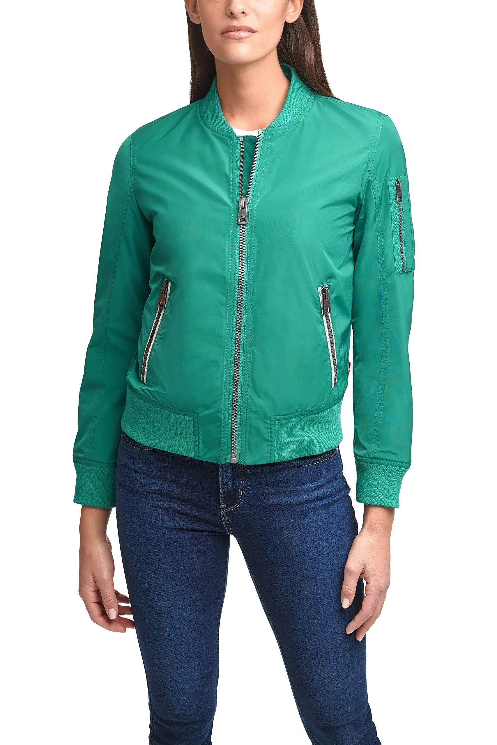 Levi's Women's Zip-Detail Bomber Jacket - Emerald