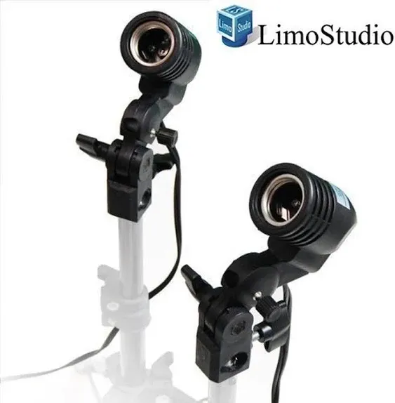 LimoStudio 2 Pack Extended Cable Cord AC Socket, Light Stand Mount Black 