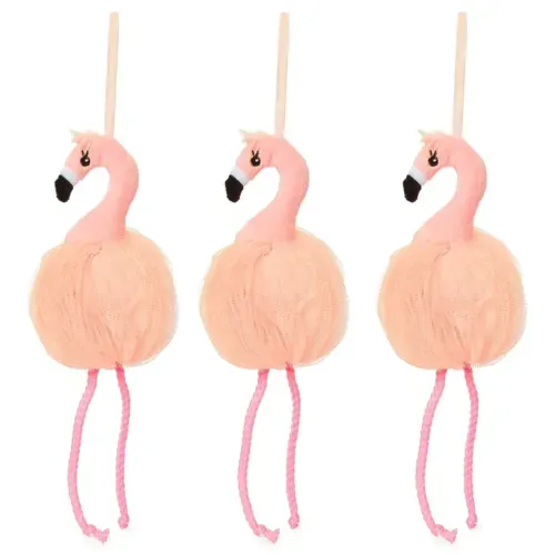 Pink Flamingo Loofah Bath Sponge Body Scrubber (3.5 x 11.5 In, 3 Pack)