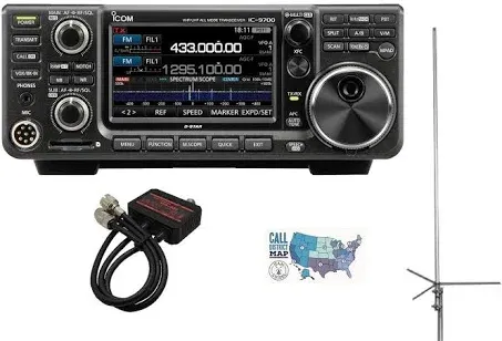 Radio and Accessory Bundle - 4 Items - Includes Icom IC-9700 VHF/UHF/1.2GHz D-Star Transceiver, Comet Tri-Band Vertical Antenna, Comet 144/430/1200MHz Triplexer and Ham Guides TM Quick Reference Card