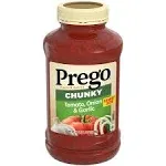 Prego Chunky Garden Tomato Onion and Garlic Italian Spaghetti Sauce, 24 Ounce - 3 per pack -- 4 packs per case.