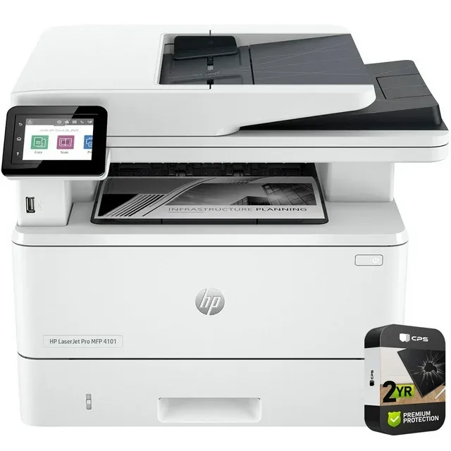 HP LaserJet Pro 4101fdw Wireless Laser Multifunction Printer - Monochrome - White - HEW2Z619F