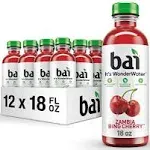 Bai Zambia Bing Cherry Antioxidant Infused Water Beverage, 18 fl oz, 12 Pack Bottles