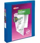 Durable View Binder, 1" Slant Rings, 220-Sheet Capacity, DuraHinge, Dark Blue - Avery