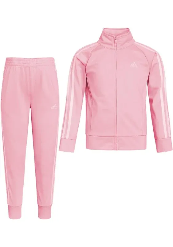 adidas Girls' Zip Front Classic Tricot Jacket and Joggers Set